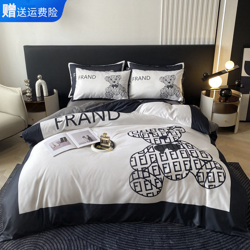 南通家纺潮牌数码印花大版天丝冰丝四件套2026新款床单被套床笠款