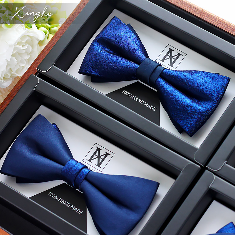 宝蓝色领结婚礼男士纯手工bowtie