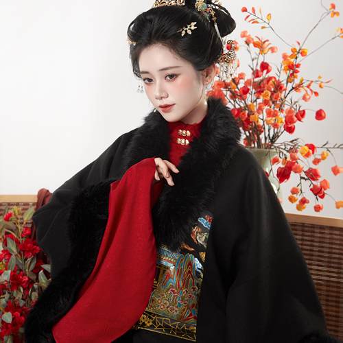 复原补服秋冬保暖汉服羊毛呢