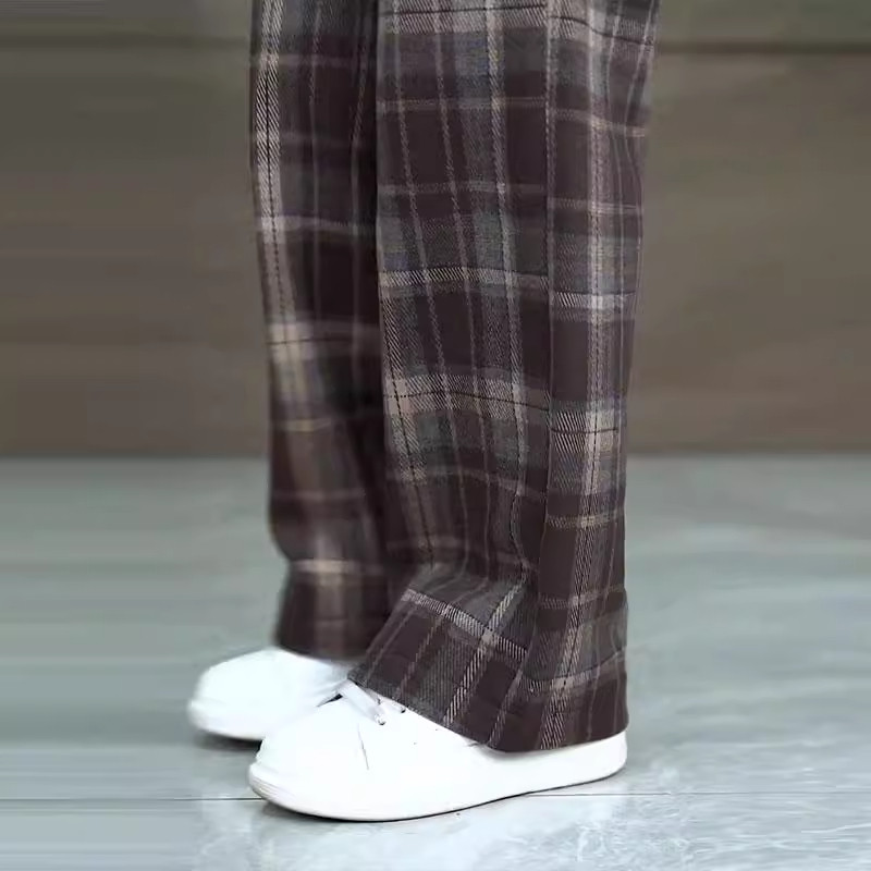 2025春秋新款冬季格子加绒毛呢裤冬季女加厚窄版直筒阔腿裤休闲裤,女装/女士精品,大码裤装,淘宝优惠券,粉丝福利购,淘宝优惠卷