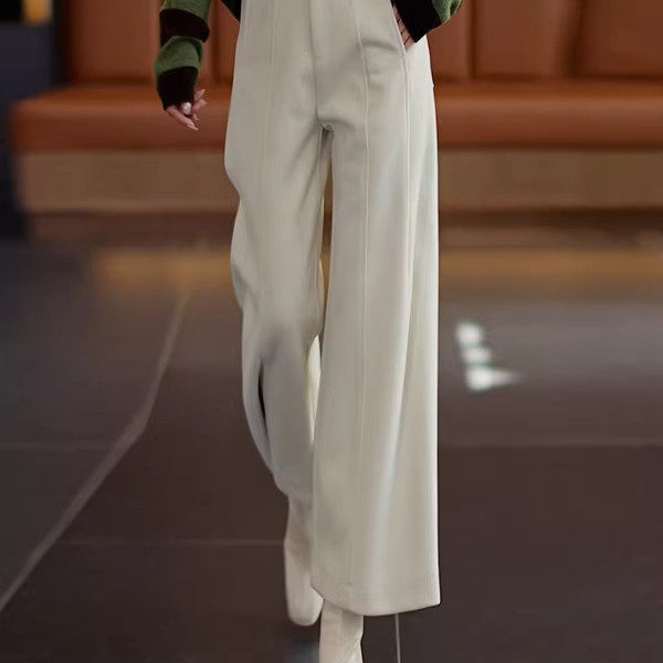 阔腿裤女冬季醋酸羊毛2025新款高腰垂感西装裤加厚直筒九分毛呢裤,女装/女士精品,大码裤装,淘宝优惠券,粉丝福利购,淘宝优惠卷