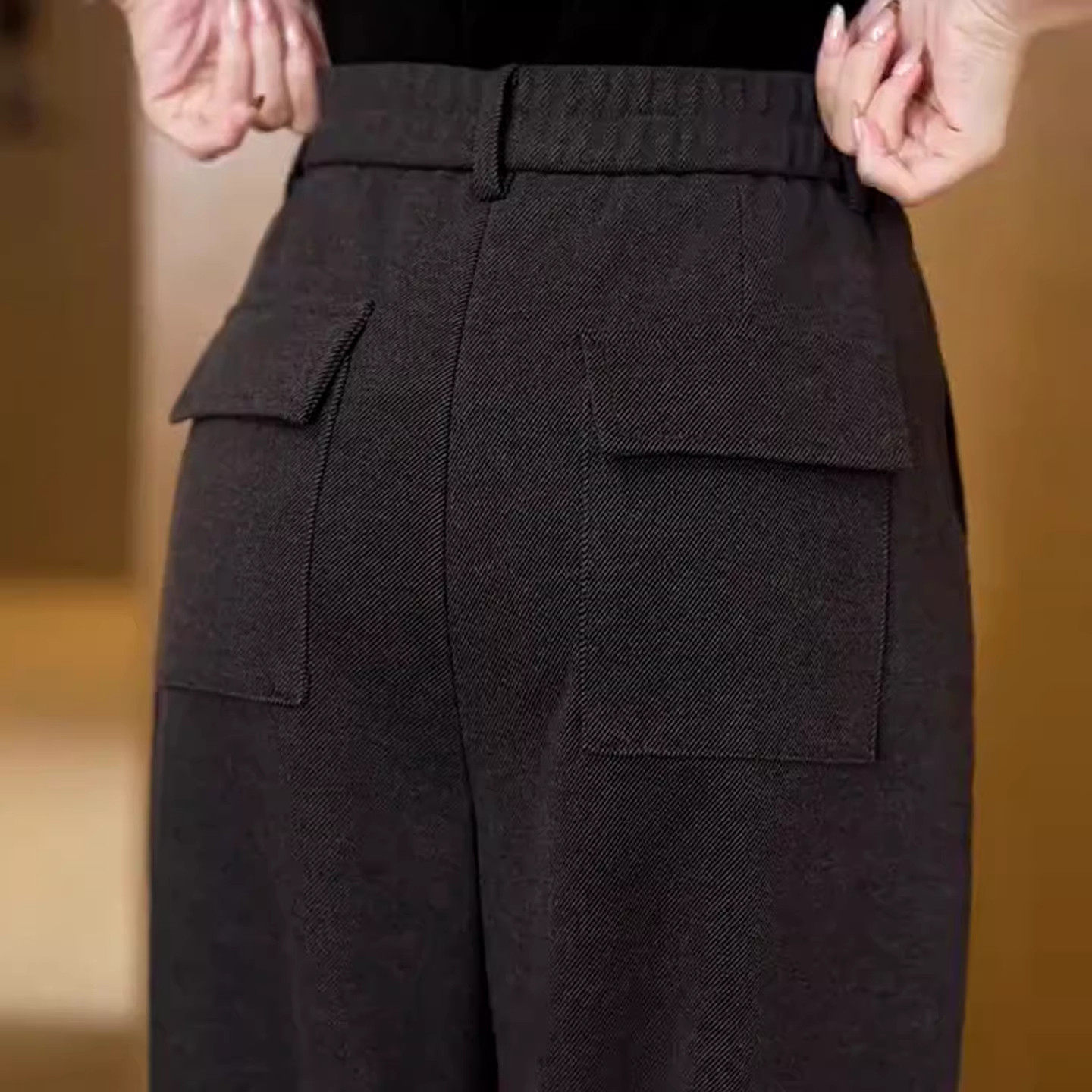 绒弯刀裤子咖色加女款2025新款秋冬女士毛呢裤保暖加厚显瘦阔腿裤,女装/女士精品,大码裤装,淘宝优惠券,粉丝福利购,淘宝优惠卷