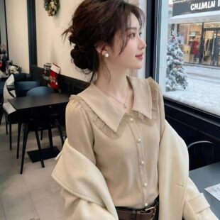 时尚洋气保暖打底衫女款2026早春新款显瘦打底衫蕾丝拼接长袖T恤