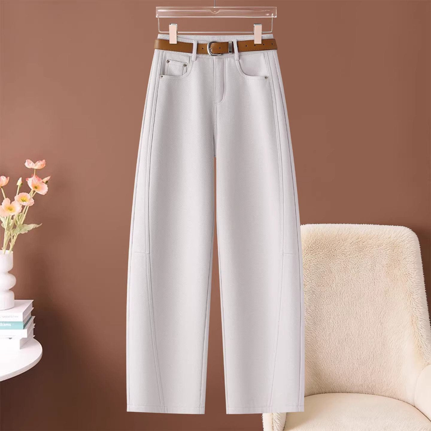 阔腿加绒弯刀牛仔裤女秋冬季2025新款流行爆款高腰显瘦休闲香蕉裤,女装/女士精品,大码裤装,淘宝优惠券,粉丝福利购,淘宝优惠卷