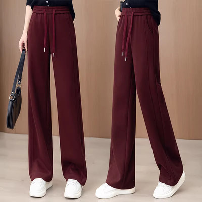 羊毛阔腿裤女安可拉红2025秋冬季