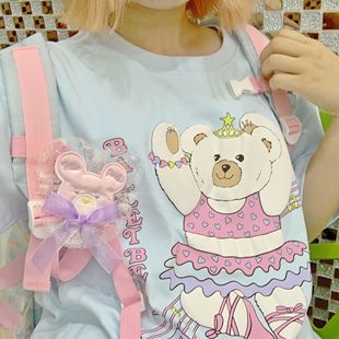 现货 可爱 angel 2020原创少女 小熊长T恤 babydoll