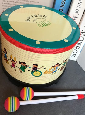 木制宝宝手敲鼓双面鼓儿童打击乐器军鼓拍拍鼓早教音乐玩具小鼓