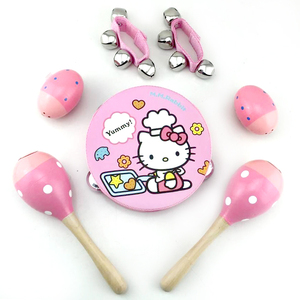 出口欧美日婴儿童乐器套装铃鼓摇铃沙蛋拨浪鼓沙锤6件套包邮