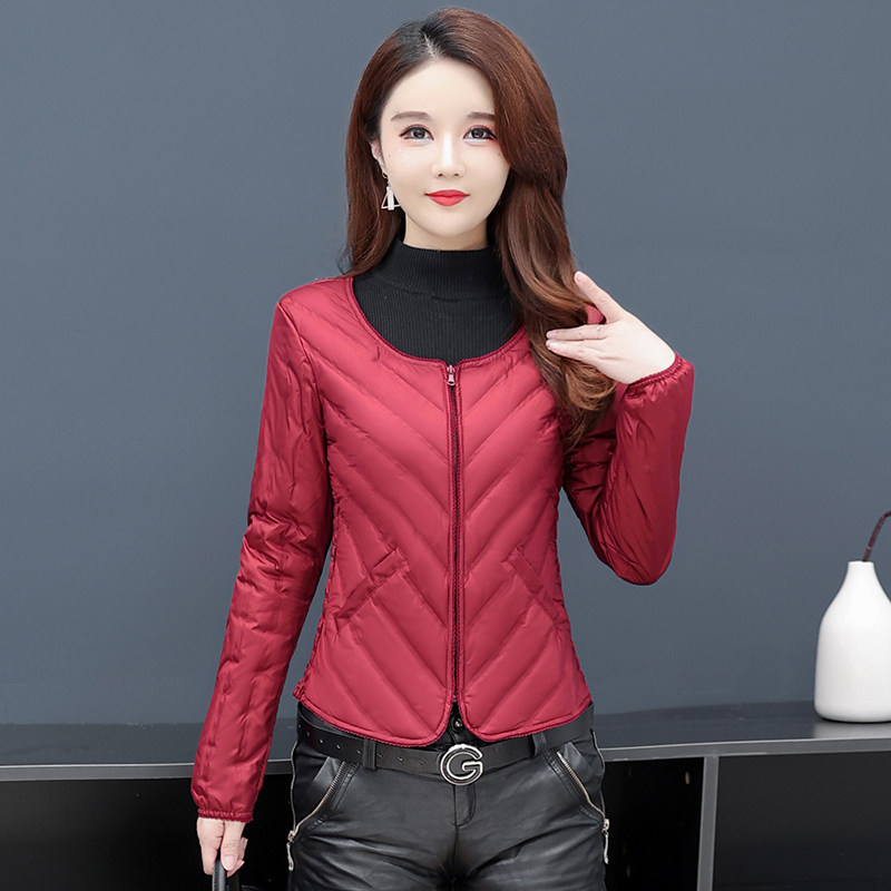 白鸭绒无缝轻薄羽绒服女短款修身小袄秋冬季新款女士内胆袄无领