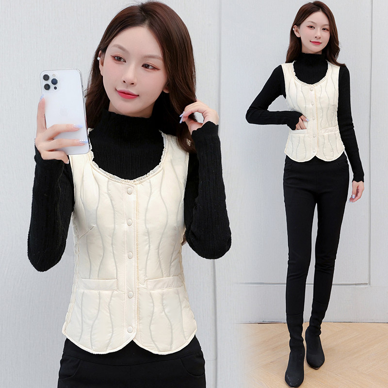 2025新款羽绒背心女内穿白鸭绒保暖百搭马甲秋冬季短款修身坎肩