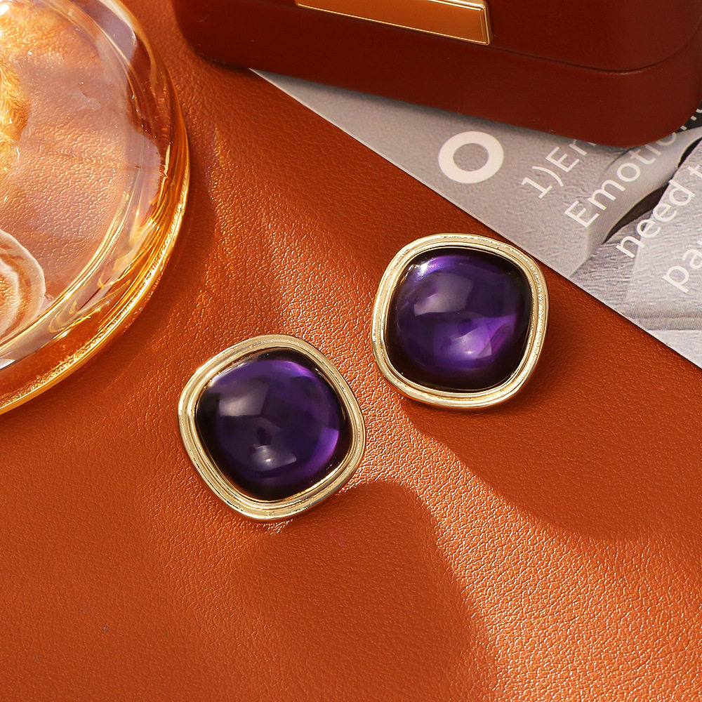 简约大气紫色几何耳钉925银针高级感时尚耳饰洋气优雅女神风饰品,饰品/流行首饰/时尚饰品新,耳钉,淘宝优惠券,粉丝福利购,淘宝优惠卷