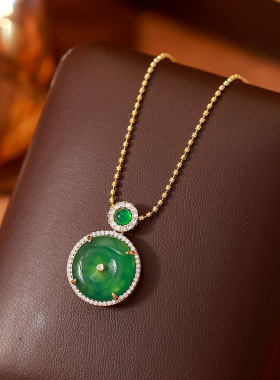 绿野仙踪玉髓镶钻无事牌锁骨链