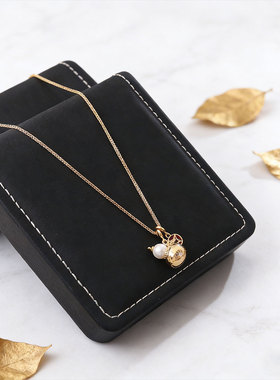 轻奢珐琅红钱币葫芦锁骨链女款