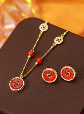 寻梦方泽新中式钱币珐琅项链套装