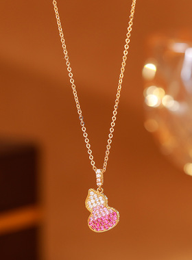 铜镀真金满钻渐变色葫芦项链小众设计时尚精致气质百搭高级感项链