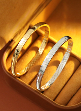 直播爆款黄铜镀金水波纹开口手镯