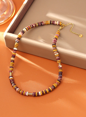 天然蛋黄石复古简约毛衣链