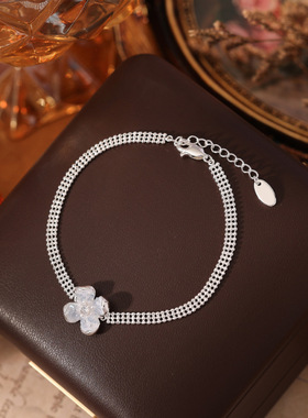 爆款精致镶钻锆石樱花手链女真金电镀时尚气质轻奢小众高级感手饰