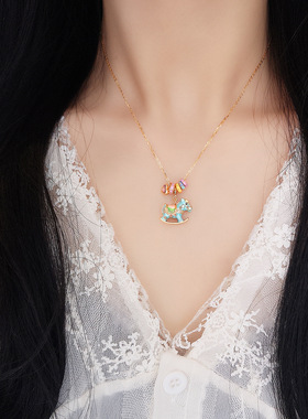 S925纯银马卡龙木马项链女