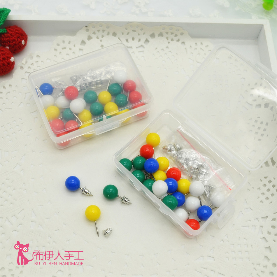 口金定位器定位珠针 防扎手球珠短珠针带底托 上口金神器一盒25颗