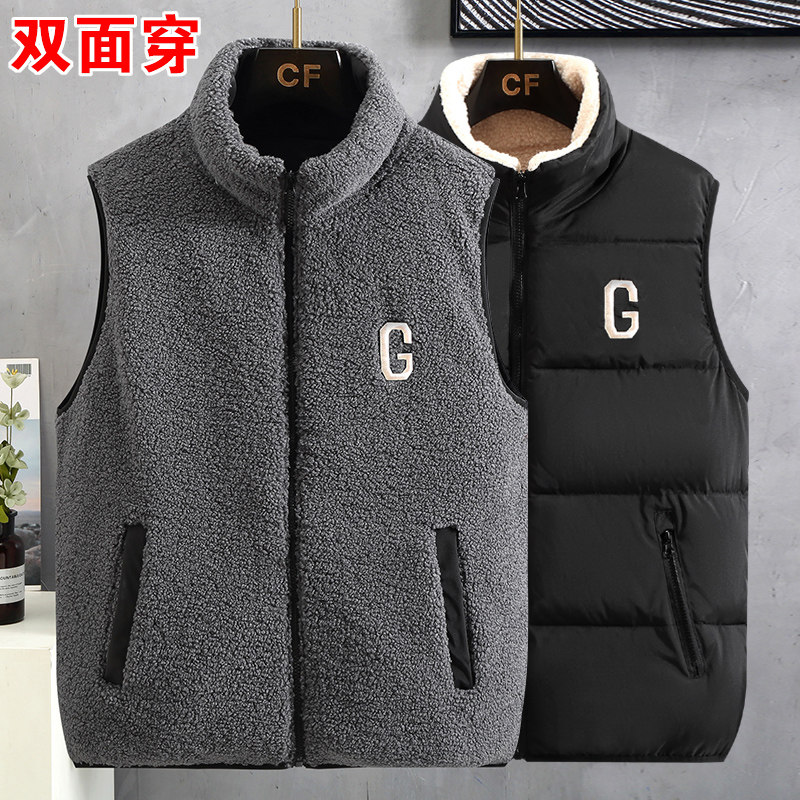 秋冬双面穿羊羔毛马甲男大码宽松学生羽绒棉坎肩保暖背心马夹外穿,男装,常规马甲,淘宝优惠券,粉丝福利购,淘宝优惠卷