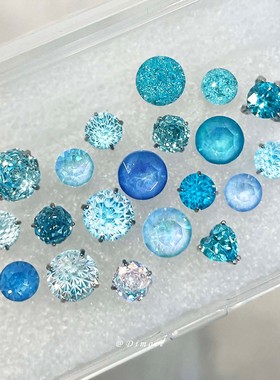 Dimore 钛钢蓝色系烟花切锆石耳钉女简约耳饰易清洁养耳耳钉