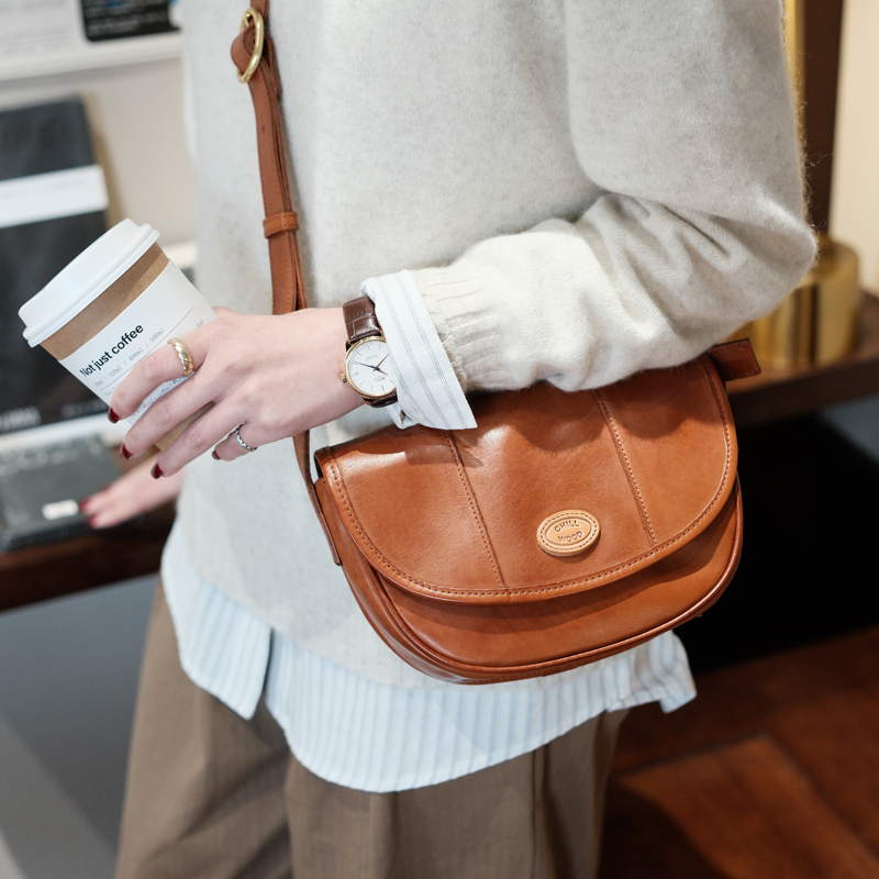 葱木复古日常半圆手工复古马鞍包