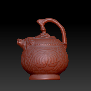 三维图 圆雕图 模型 3D STL 精雕 木雕 雕刻图T提梁倒灌壶251121