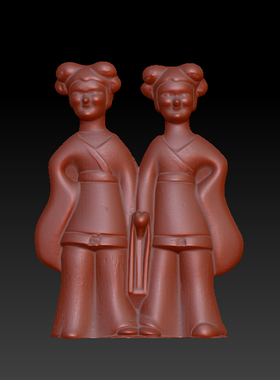 三维图 圆雕图 模型 3D STL 精雕 木雕 雕刻图Q牵手女俑251121