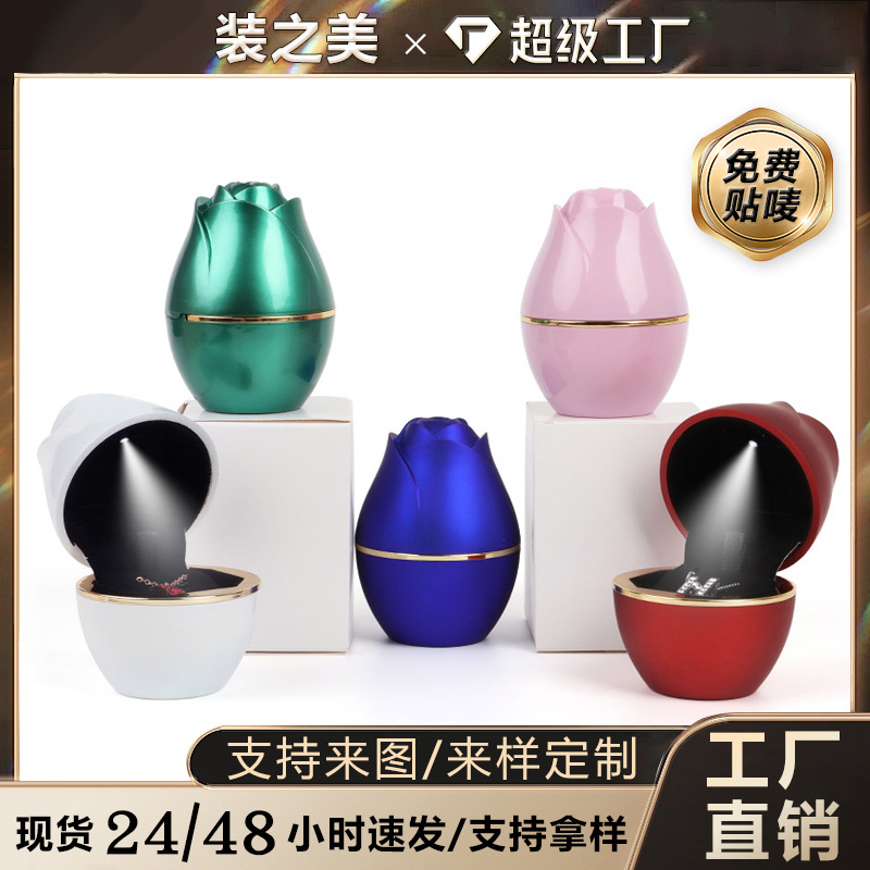 直营浪漫LED灯玫瑰花首饰盒 求婚戒指盒吊坠项链盒首饰收纳盒子