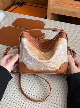 新中式自配布DIY饭盒包女士优雅文艺中国风手工材料包单肩斜挎包.