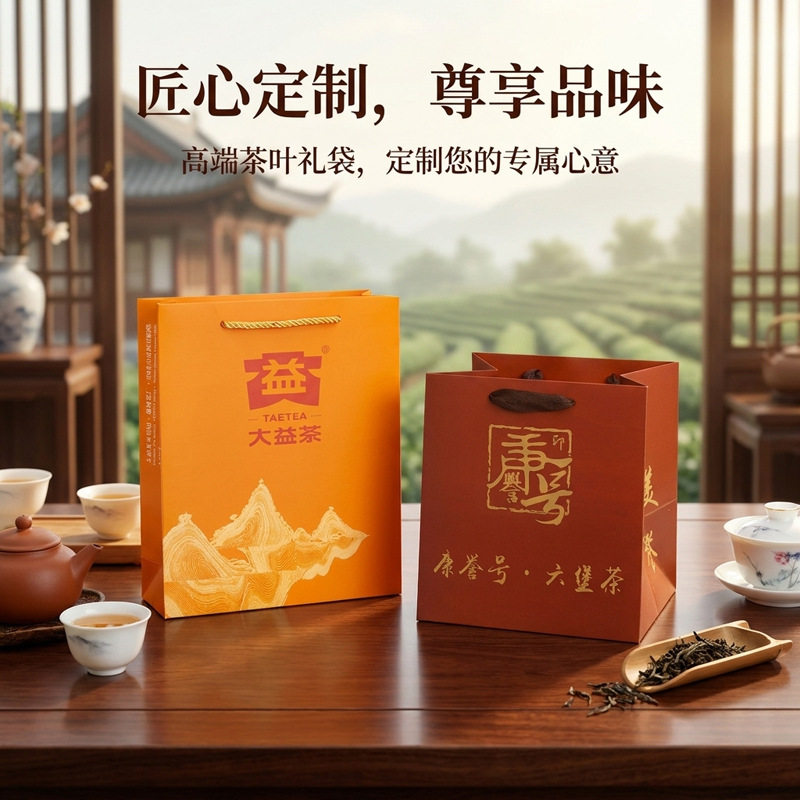 直营茶叶手提袋定制通用加厚牛皮纸袋茶叶礼品手提袋定做logo工厂