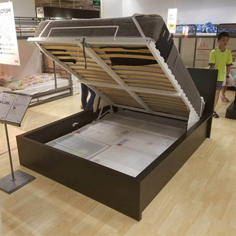 宜家马尔姆床气压成人双人经济简约现代收纳储物多功能床国内代购