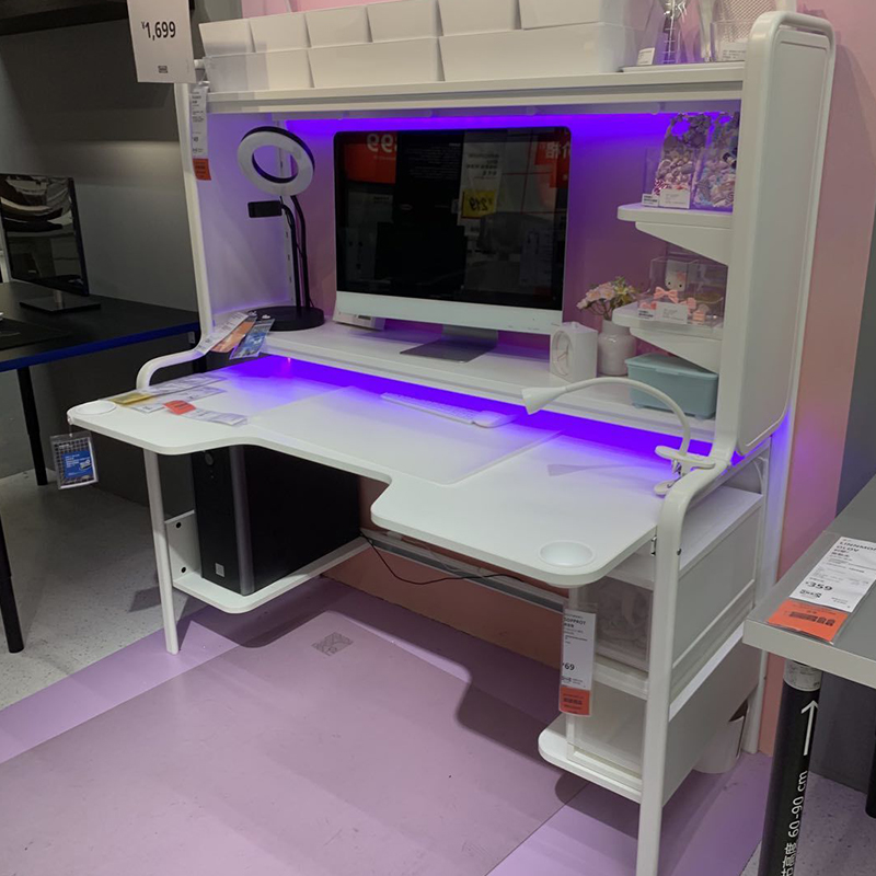 宜家电脑桌游戏带书架工作台