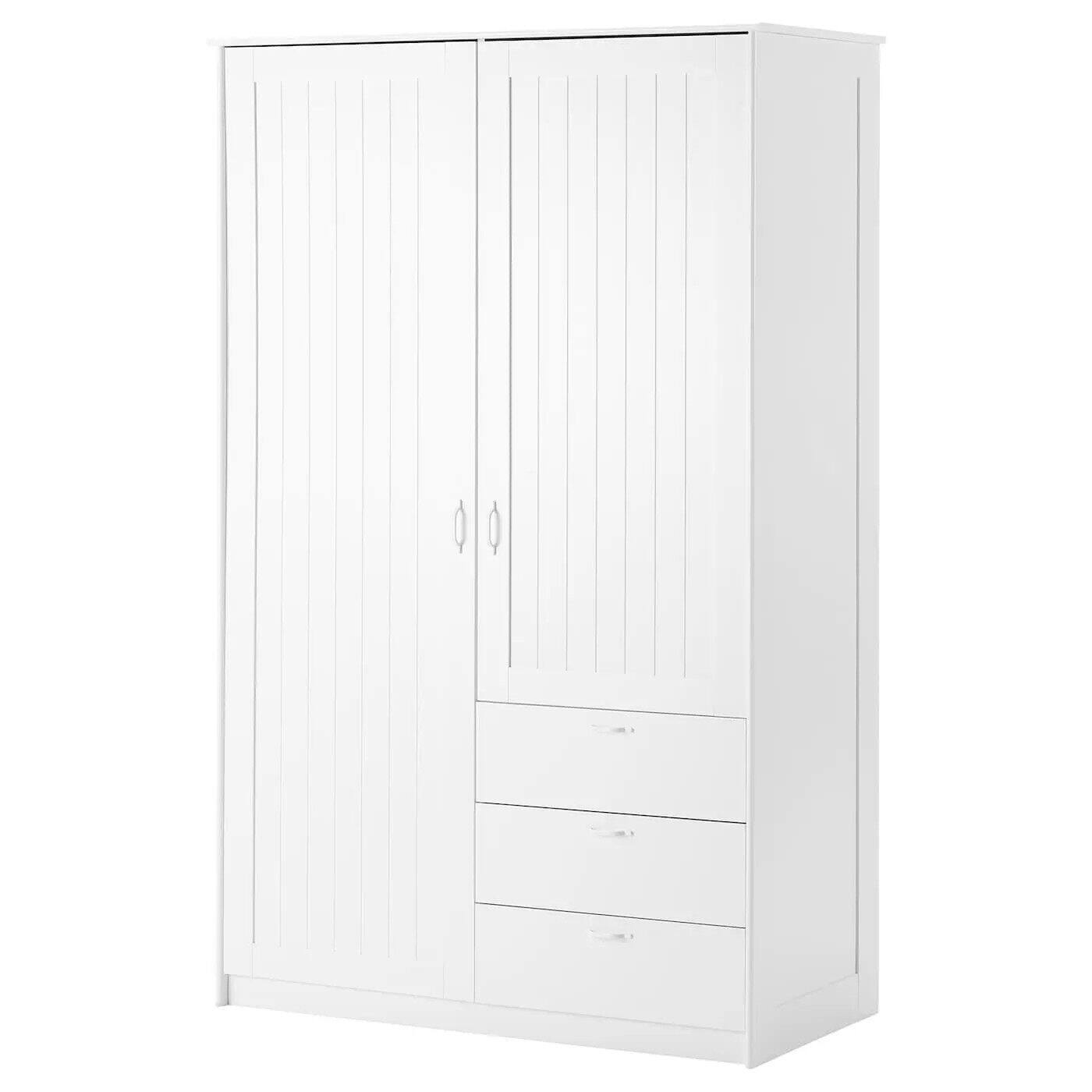 国内宜家代购穆斯肯 双门衣柜带3个抽屉白色124x60x201 厘米简约