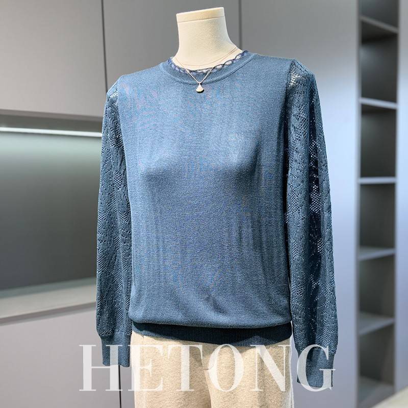 50多岁妈妈秋装长袖针织衫上衣服中老年女装春秋时尚打底T恤小衫