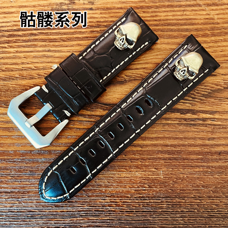 骷髅休闲男女表真牛皮手表带针扣
