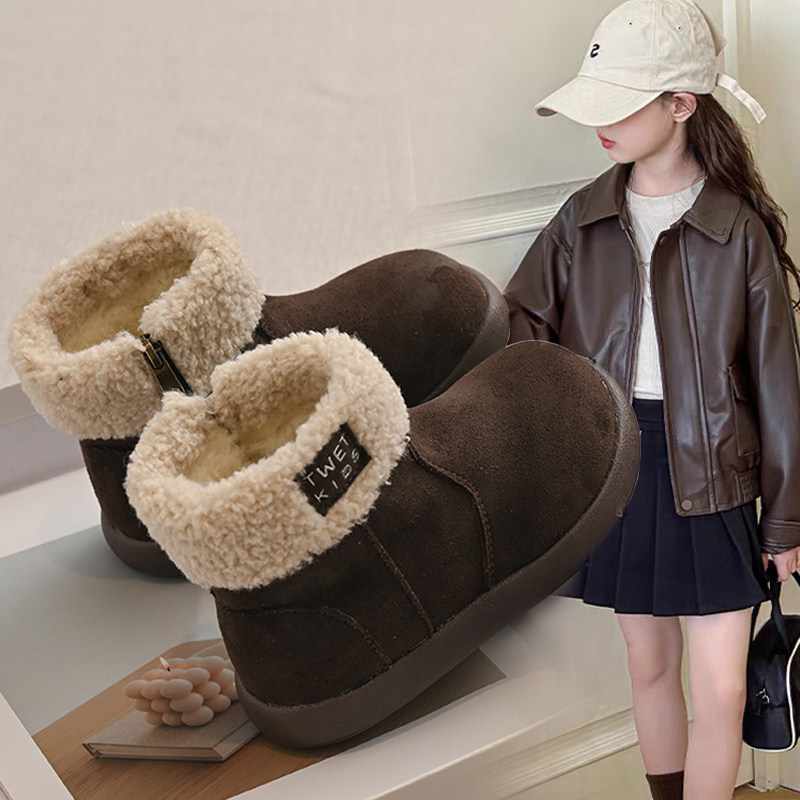 女童棉鞋厚底雪地靴女2025新款冬季加绒加厚保暖棉靴防滑棉鞋靴子