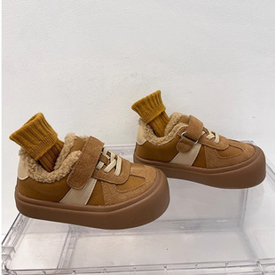 女童棉鞋加绒加厚2025秋冬季儿童时尚新款绒面魔术贴保暖二棉鞋子