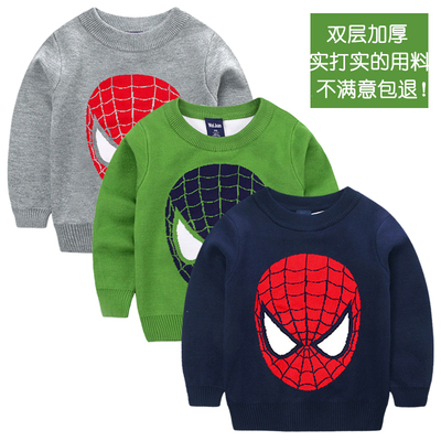 春秋卡通风圆领套头双层纯棉童装