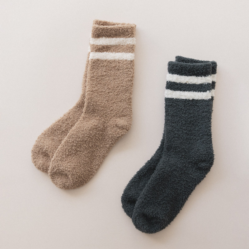 冬季保暖纯色毛绒男士家居袜子