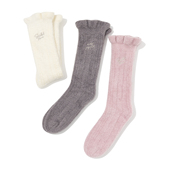 东京花园秋冬甜美可爱花边纯色软绵绵羽毛绒保暖加厚家居睡眠袜子