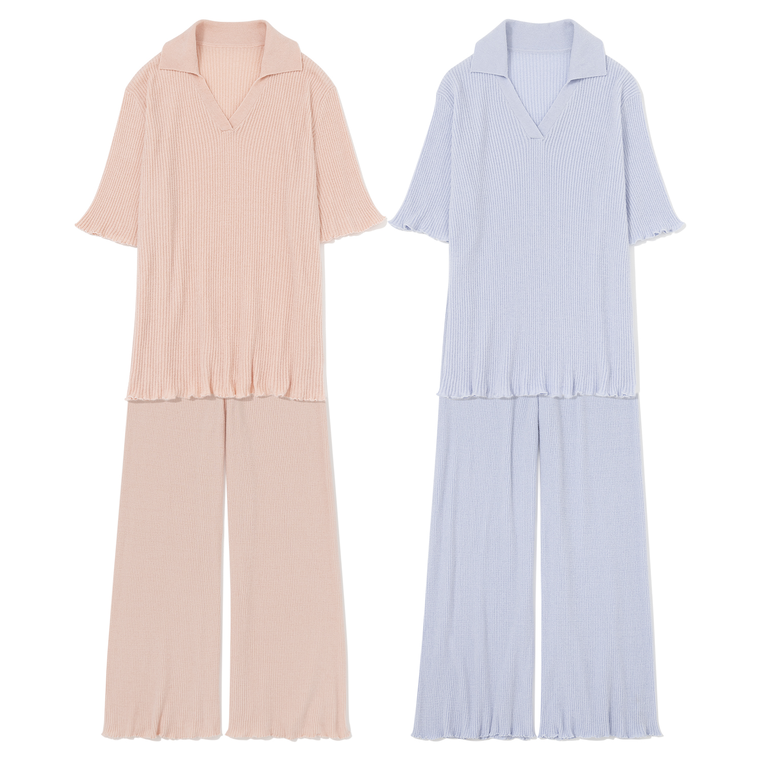 软绵绵羽毛纱毛绒纯色短袖家居服