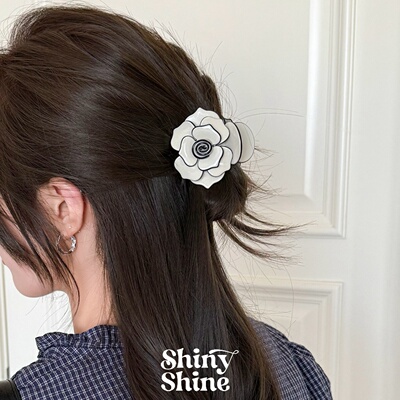 ShinyShine韩系小香风风山茶花醋酸抓夹甜美少女高级感后脑勺发夹