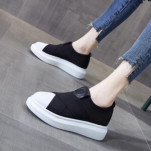 欧洲站乐福鞋女2024春季一脚蹬弹力布运动休闲鞋百搭厚底增高单鞋