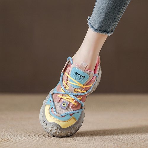 西班牙小众品牌ONGYSL时尚榴莲底女厚底防滑彩色新款老爹鞋