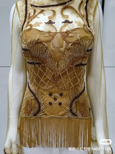 上衣 绝美立体花蕾丝边立体珠绣透视网纱流苏长袖 千姿阁