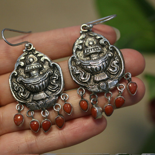 尼泊尔复古风925流苏耳环