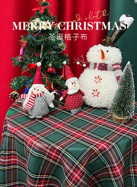 新年复古格子布高级圣诞桌布拍照背景布网红装饰儿童写真摄影道具