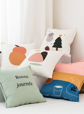 北欧ins抱枕沙发靠垫正方形靠枕客厅床头靠背抱枕套不含芯背景布